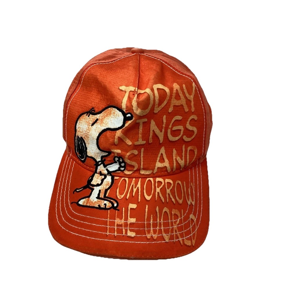 Vtg Peanuts Snoopy TODAY Kings Island Tomorrow THE WORLD Roller Coaster Hat
